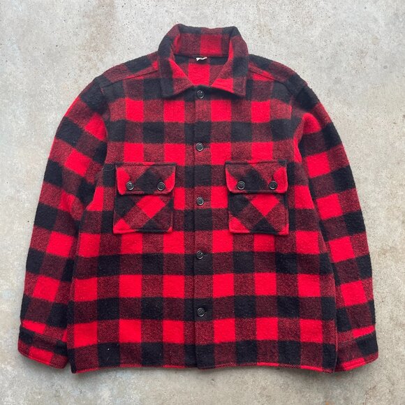 Vintage 50's Fashion Wagon Buffalo Plaid Shirt High Grade Wool Men's Large USA
